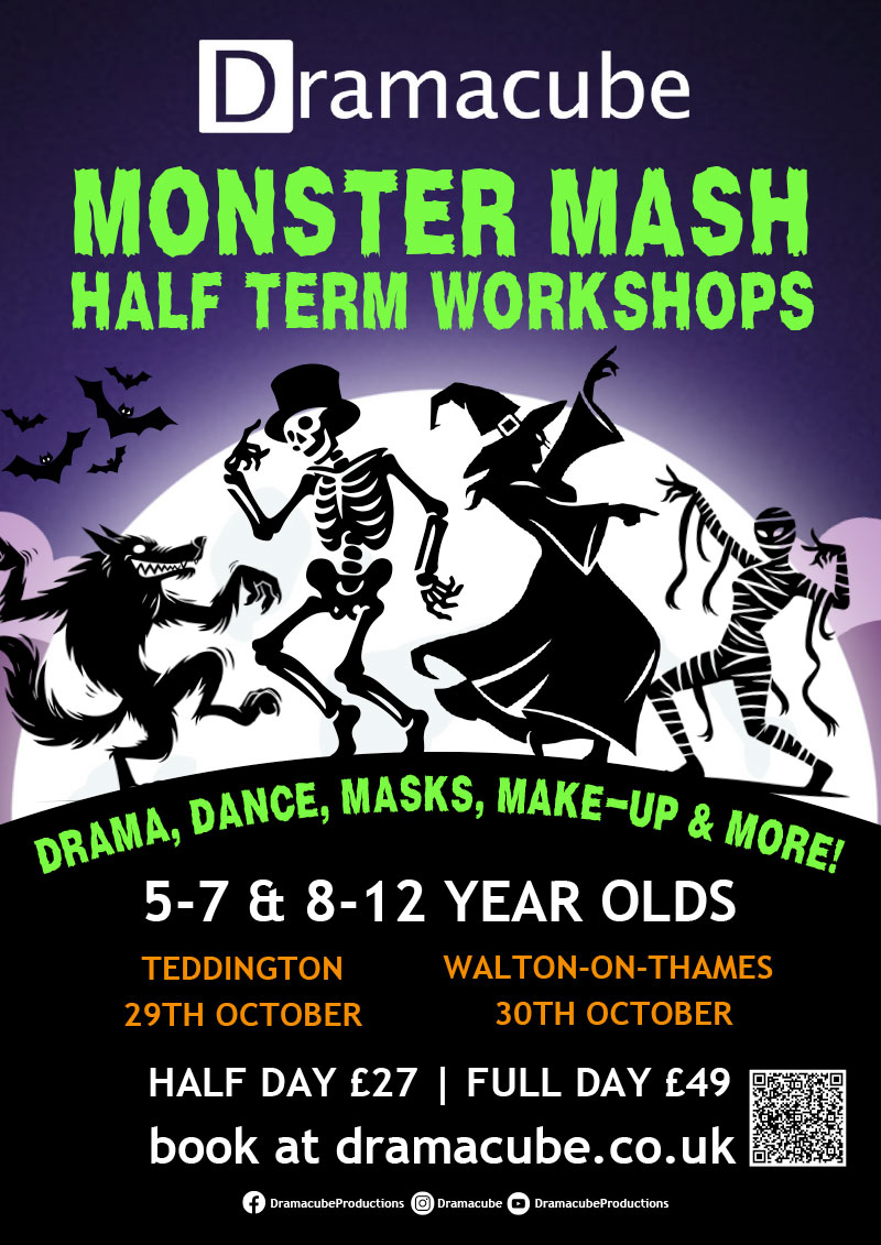 Dramacube half term workshops October 2025 poster
